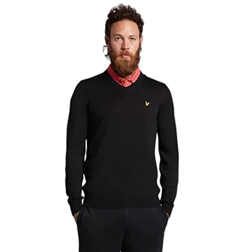 Mens Golf V Neck Jumper Jet Black L