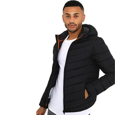 Mens Grant Padded Hooded Puffer Jacket with Elasticated Trims (M, Black)