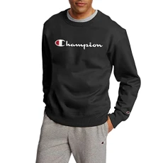 Men's Graphic Powerblend Fleece Crew Sweatshirt, Black Script, S Men's Graphic Powerblend Fleece Crew Sweatshirt, Black Script, S