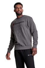 Men's Graphic Powerblend Fleece Crew Sweatshirt, Granite Heather Script, XL Men's Graphic Powerblend Fleece Crew Sweatshirt, Granite Heather Script, XL