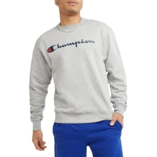 Men's Graphic Powerblend Fleece Crew Sweatshirt, Oxford Grey Script, XXL Men's Graphic Powerblend Fleece Crew Sweatshirt, Oxford Grey Script, XXL