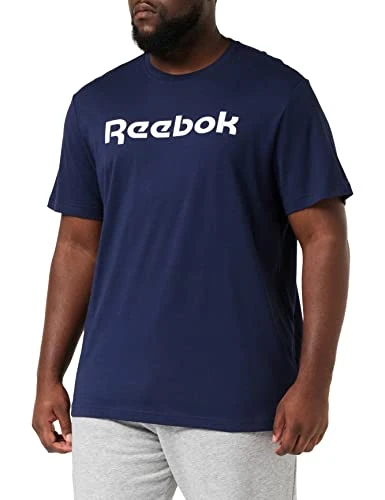 Men's Graphic Series Linear Logo T Shirt, Vector Navy/White, S UK