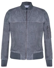 Mens Grey Goat Suede Bomber Jacket Real Genuine Leather MA-1 Varsity Retro XL Mens Grey Goat Suede Bomber Jacket Real Genuine Leather MA-1 Varsity Retro XL