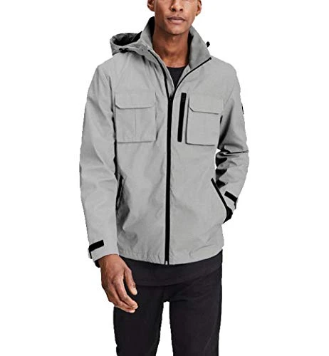 Mens Grey Jacket XS Utility Pocket Long Sleeve Jackets for Men, Size- XS