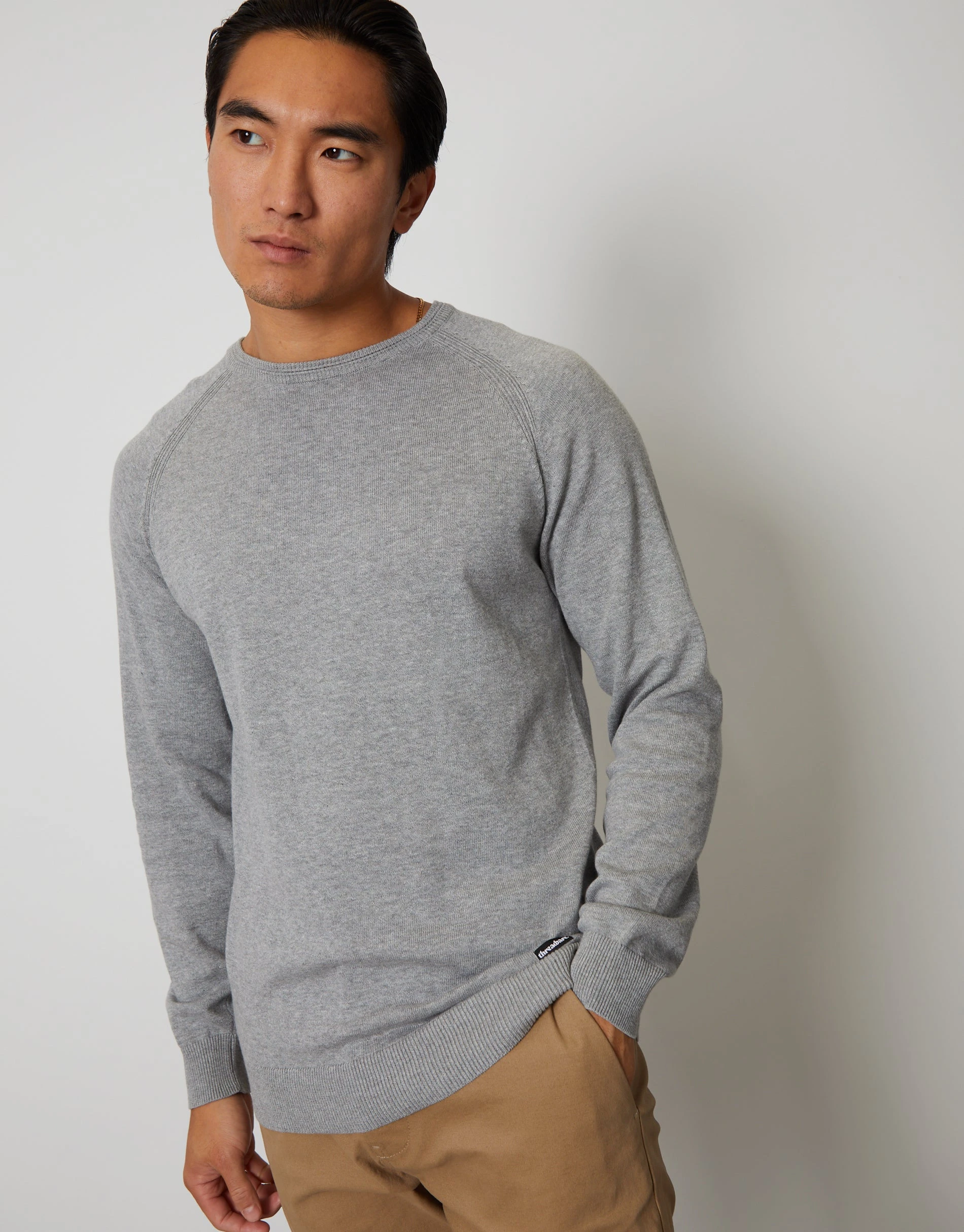 Men's Grey Marl Crew Neck Knitted Jumper