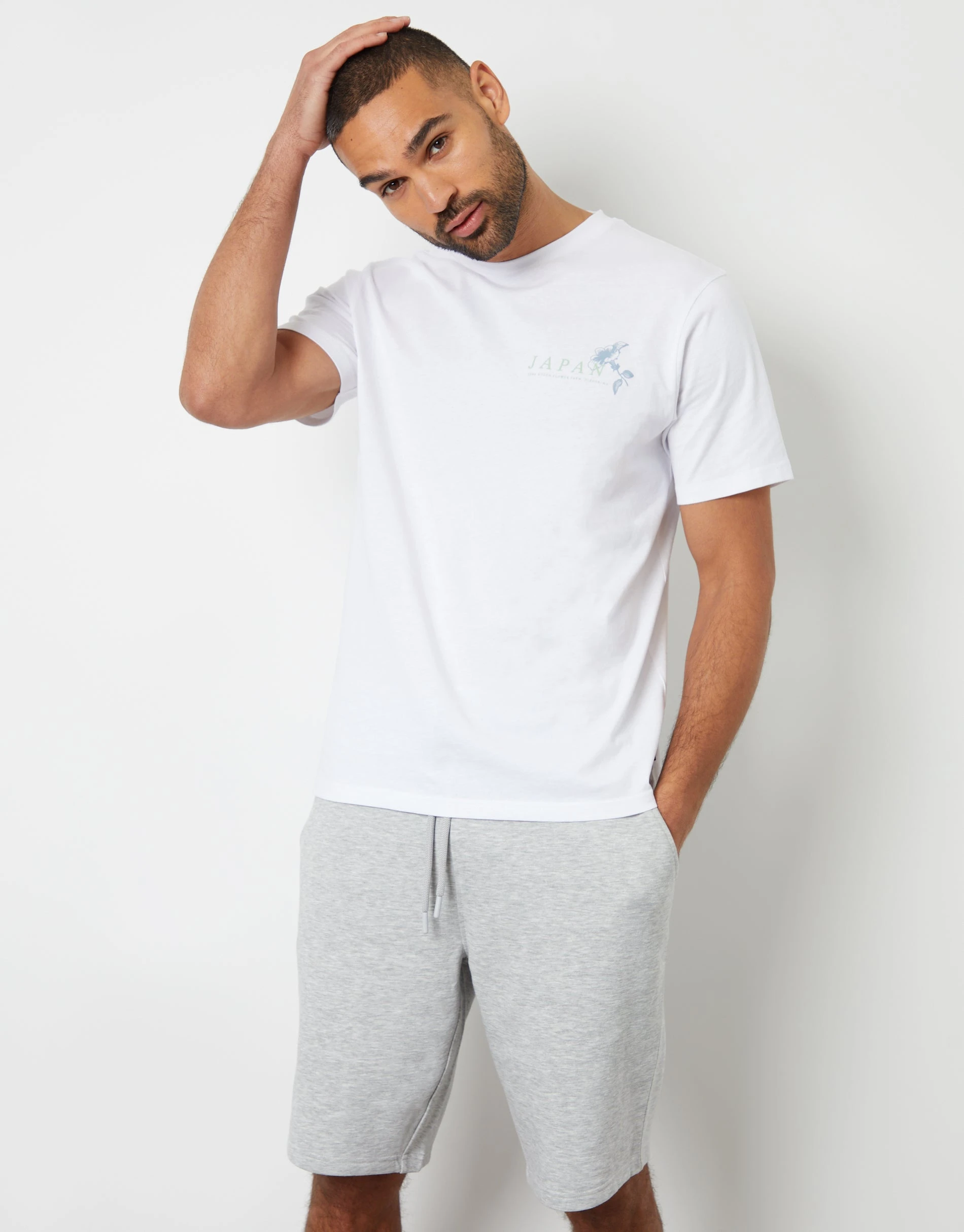 Men's Grey Marl Knee Length Sweat Shorts