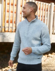 Men's Grey Marl Knitted Quarter Zip Jumper