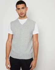 Men's Grey Marl V-Neck Knitted Vest