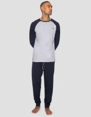 Men's Grey & Navy Raglan Sleeve Pyjamas (2-Piece Set)