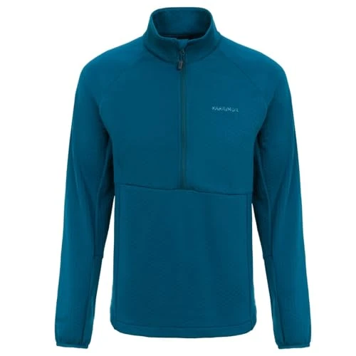 Mens Grid Fleece Half Zip Top Blue M