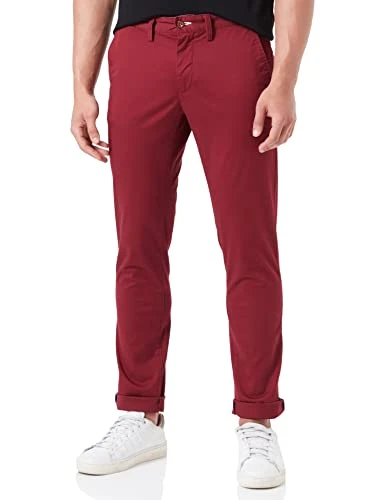 Men's HALLDEN Twill Chinos Slacks, Plumped Red, 31W / 34L