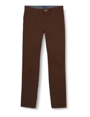 Men's HALLDEN Twill Chinos Slacks, Rich Brown, 32W / 30L