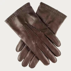 Mens Hand Stitched Brown Cashmere Lined Leather Gloves Mens Hand Stitched Brown Cashmere Lined Leather Gloves