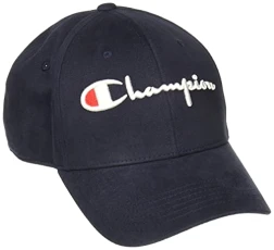 Men's Hat, Classic Cotton Twill, Baseball, Adjustable Leather Strap Cap, Navy Vintage Script, One Size Men's Hat, Classic Cotton Twill, Baseball, Adjustable Leather Strap Cap, Navy Vintage Script, One Size