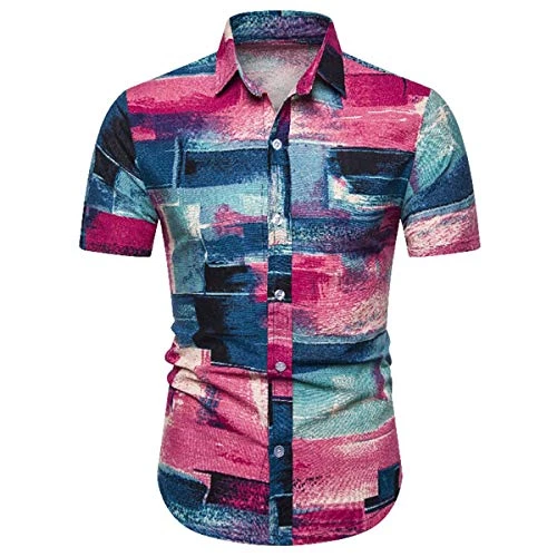 Mens Hawaiian Floral Prints Shirts Short Sleeve Flowers Casual Shirt Swimming Holiday Beach Shirts T