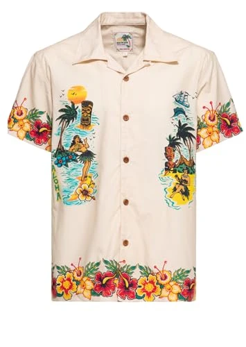 Men's Hawaiian Shirt | Hula Girl | Hibiscus | Rockabilly | Hawaiian Shirt | Short Sleeve Shirt | Vin