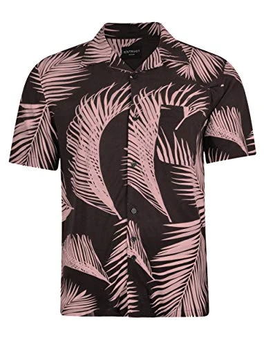 Men's Hawaiian Shirt Regular-fit Short-Sleeve Palm Tree Shirts for Men (Small, Plam Leaf Black)