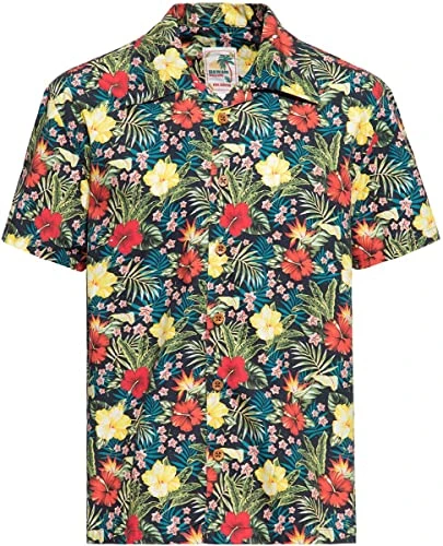 Men's Hawaiian Shirt Short Sleeve Hawaiian Shirt Short Sleeve Shirt, black, XXXXX-Large