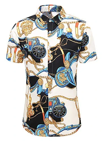 Mens Hawaiian Shirt Short Sleeve Mens Floral Shirts Tropical Shirt Funky Casual Button Down Shirts f