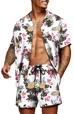 Men's Hawaiian Shirt Summer Outfit Men's Beach Shirt and Trousers Hawaiian Shirt Party Floral Pattern Shirts Shorts 2-Piece Set, PAT16, S Men's Hawaiian Shirt Summer Outfit Men's Beach Shirt and Trousers Hawaiian Shirt Party Floral Pattern Shirts Shorts 2-Piece Set, PAT16, S