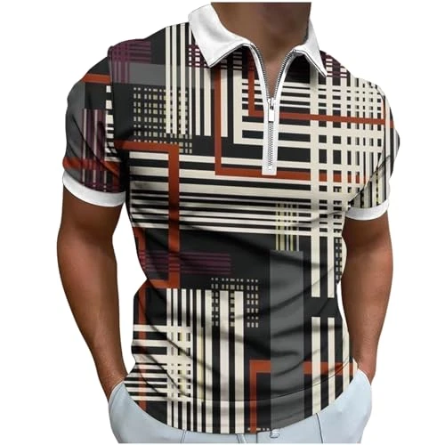 Men's Hawaiian Shirts,Shirts for Men Summer Short Sleeve T-Shirt Loose Men's Lapel Print Solid Shirt