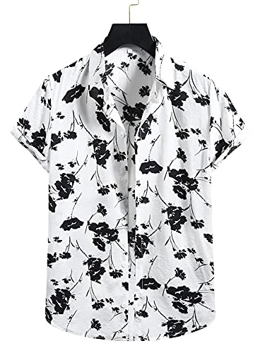 Men's Hawaiian Short Sleeve Shirts Blouse Casual Loose Summer Beach Button-Down Printed T-Shirt Tops