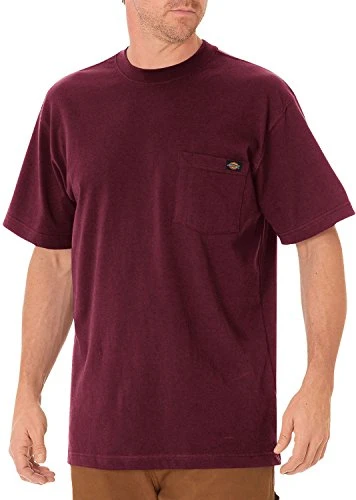 Men's Heavyweight Crew Neck Short Sleeve Tee Big-Tall T-Shirt, Burgundy, XL