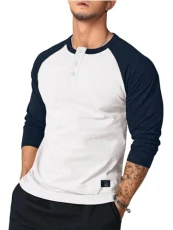 Men's Henley Shirt Fall Crewneck Color Block Slim Fit Long Sleeve T Shirts Workout Button Up Tees, White, XL Men's Henley Shirt Fall Crewneck Color Block Slim Fit Long Sleeve T Shirts Workout Button Up Tees, White, XL