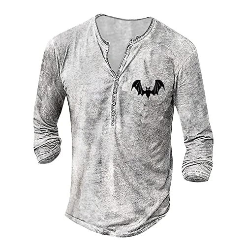 Mens Henley Shirts Graphic Long Sleeve Blouse Casual Trendy Dressy Tee Shirts Winter Regular Beach H