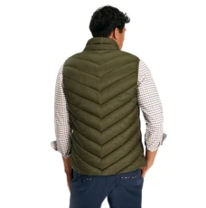 Mens Heritage Green Garrett Chevron Quilted Gilet Size L