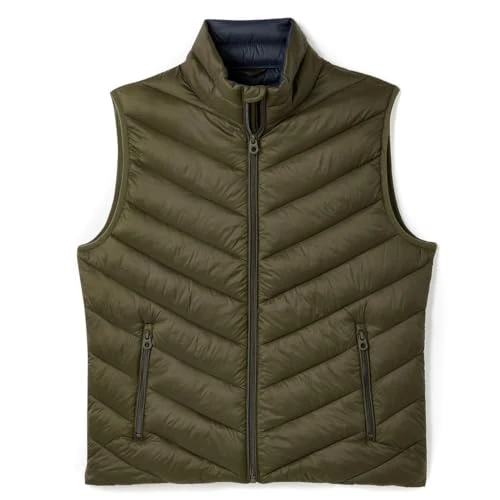 Mens Heritage Green Garrett Chevron Quilted Gilet Size M