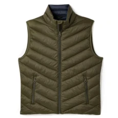 Mens Heritage Green Garrett Chevron Quilted Gilet Size M