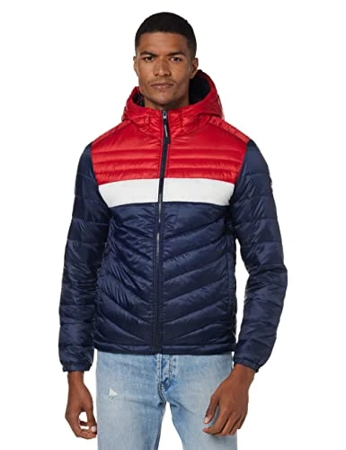 Mens Hero Puffer Hoodie Navy Block M