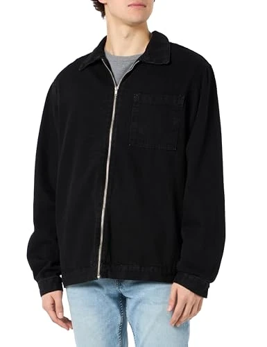 Men's Herren Gerade Lange Ärmel Regulär Jacke Jacket, Black, S