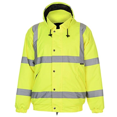 Mens Hi Vis Bomber Jacket Coat Top Water Resistant Yellow XL
