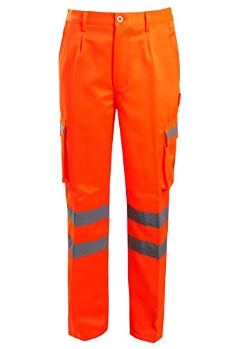 Mens Hi Vis Viz Trouser High Visibility Combat Bottoms Safety Cargo Pants Workwear Joggers Orange