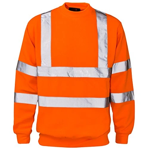 Mens Hi Visibility Crew Neck Sweatshirt Jumper Orange