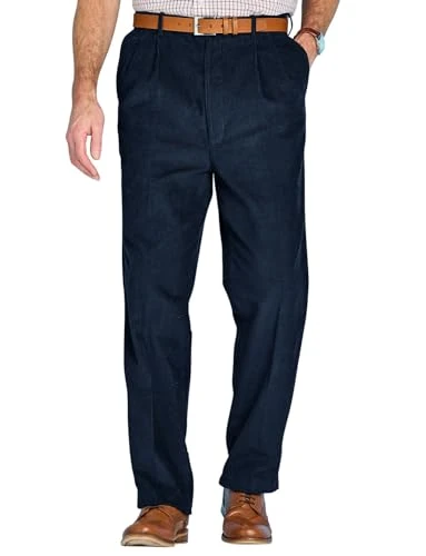 | Men's | HIGH-Rise Trousers Luxury Cotton Corduroy |… Navy