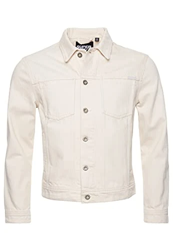 Men's Highwayman Trucker Denim Jacket, Off-White (Ecru E), L