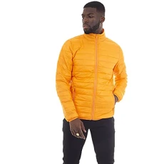 Mens Hike Padded Funnel Neck Pack Away Puffer Jacket with Pouch (XL, Orange)