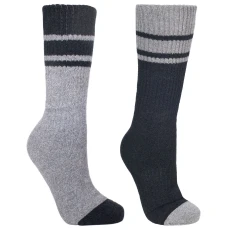 Mens Hitched Two Tone Anti Blister Hiking Boot Socks ( Pairs) Black/Grey Marl