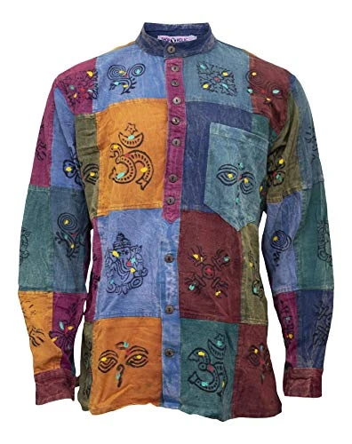 Mens Holiday Patchwork Shirt,M