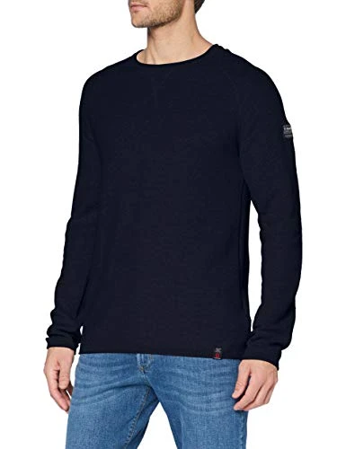 Men's Honeycomb Crewneck Sweater, Dark Blue, S