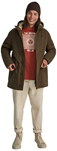 Men's Hooded Coat Jacket, Dark Khaki, S