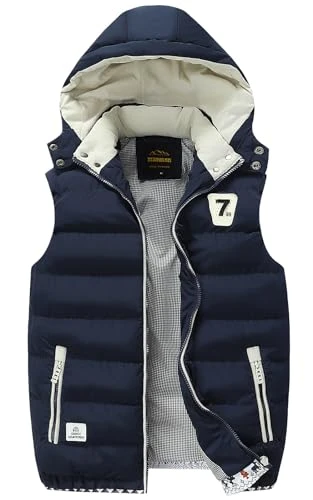 Mens Hooded Gilet Lightweight Quilted Sleeveless Jacket With Hoodie Winter Body Warmer For Men Casual Work Sports Travel Outdoor