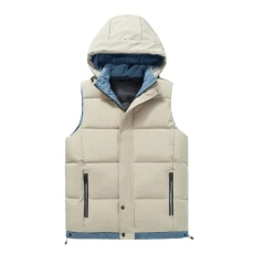 Mens Hooded Gilet Winter Quilted Body Warmer Padded Vest Lightweight Sleeveless Jacket Khaki M