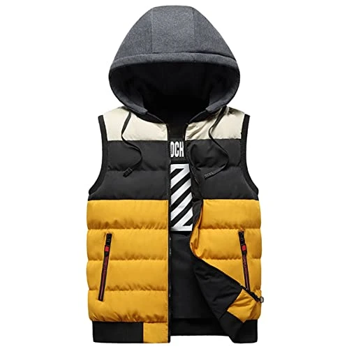 Mens Hooded Gilets Lightweight Quilted Body Warmer Double-sided Outdoor Sleeveless Winter Jacket Pad