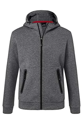 Men's Hooded Jacket, Grey (Dark-Melange Dark-Melange), X-Large