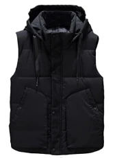 Men's Hooded Padded Down Vest Lightweight Quilted Warmer Gilet Coat Winter Classic Sleeveless Jackets, Black, 5XL Men's Hooded Padded Down Vest Lightweight Quilted Warmer Gilet Coat Winter Classic Sleeveless Jackets, Black, 5XL
