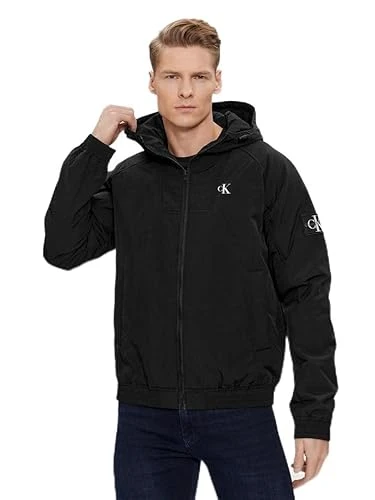 Men's Hooded Padded Harrington J30J324698 Jackets, Ck Black, XXS